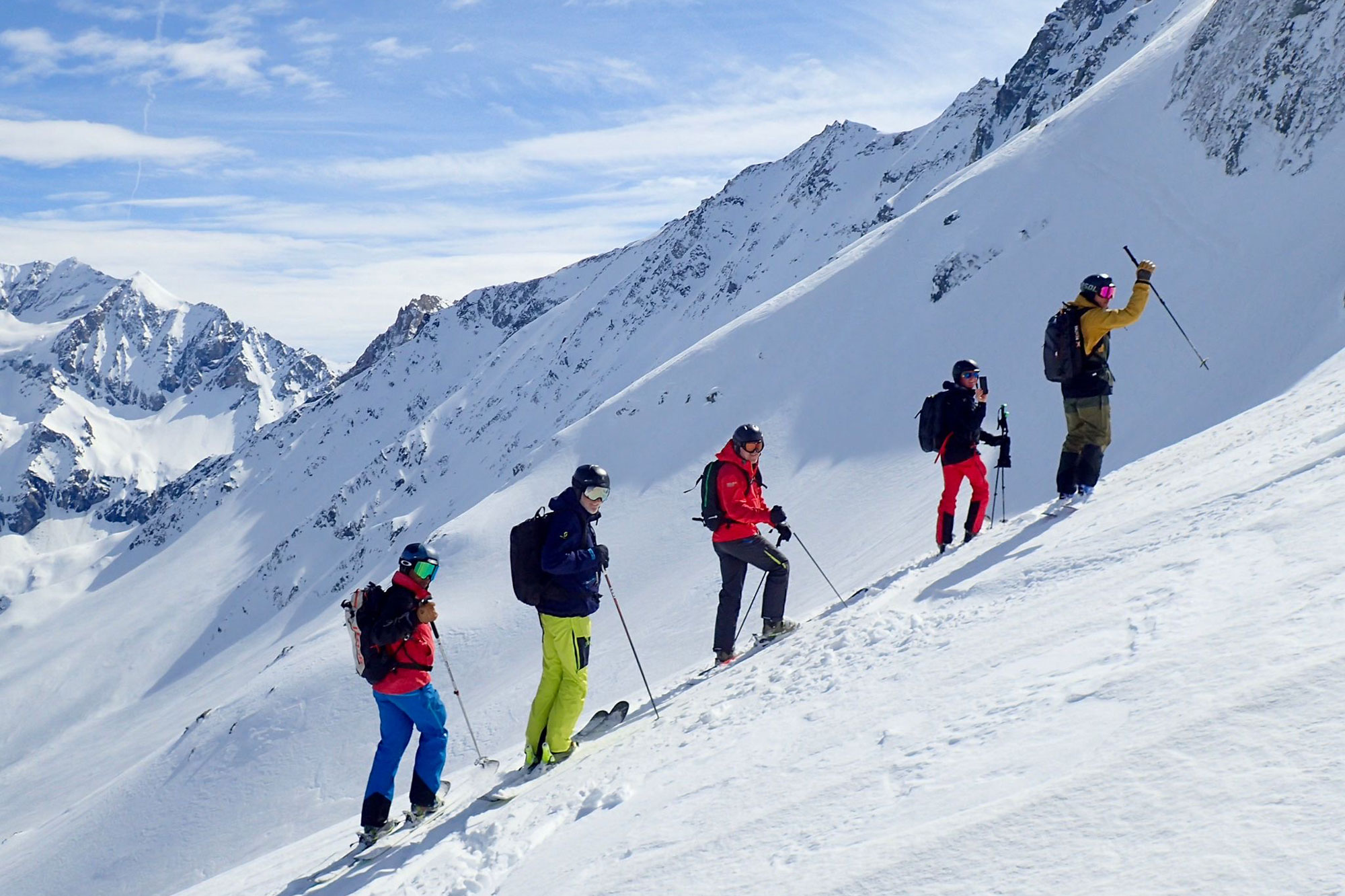 happy skiers