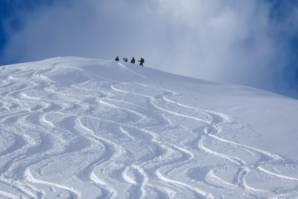 group of off-piste skiers