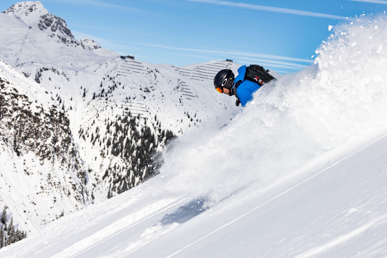 skier skiing powder snow