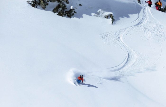 skier making fresh tracks off-piste