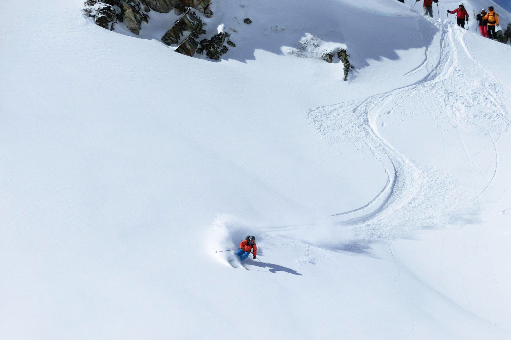 skier making fresh tracks off-piste
