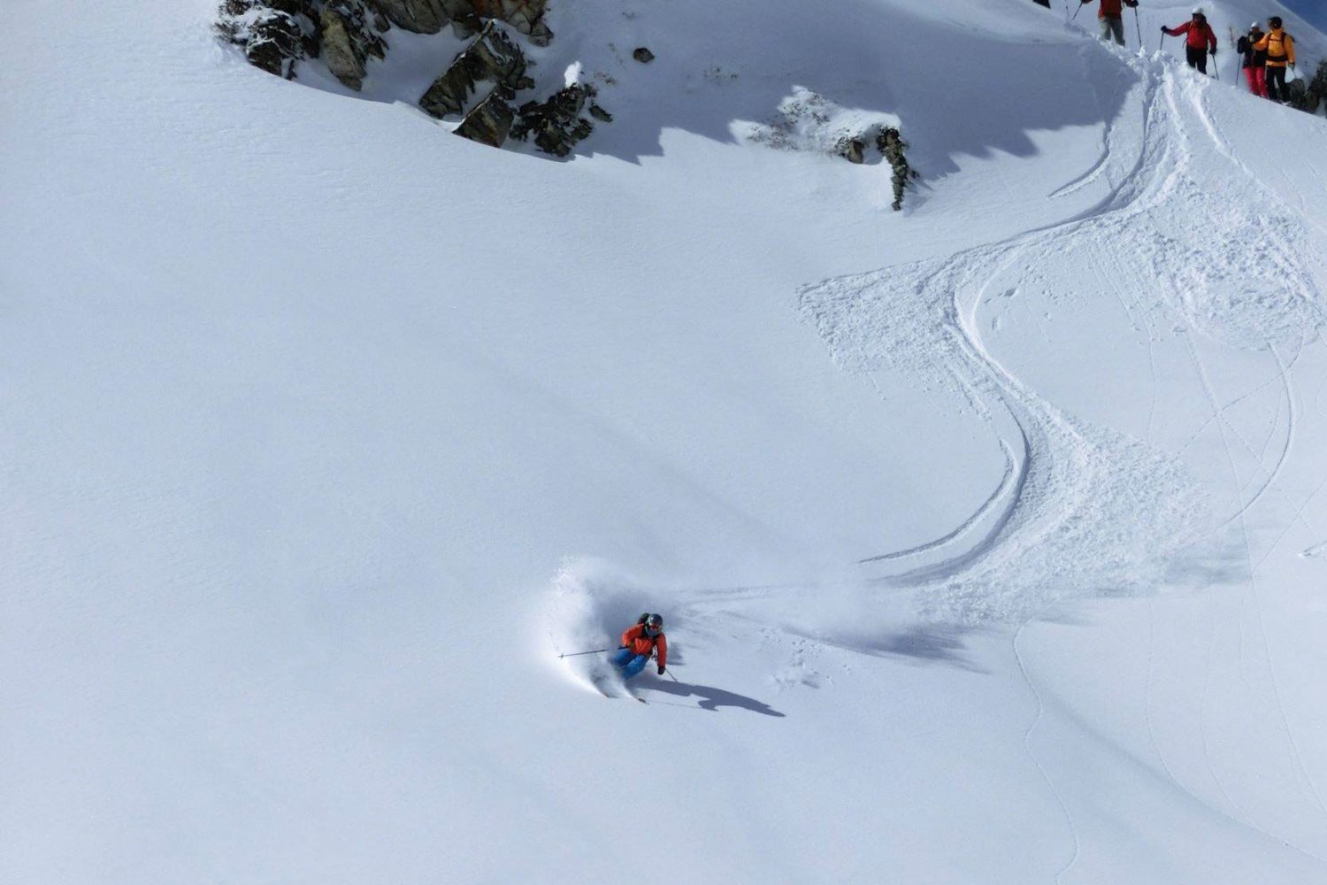 skier making fresh tracks