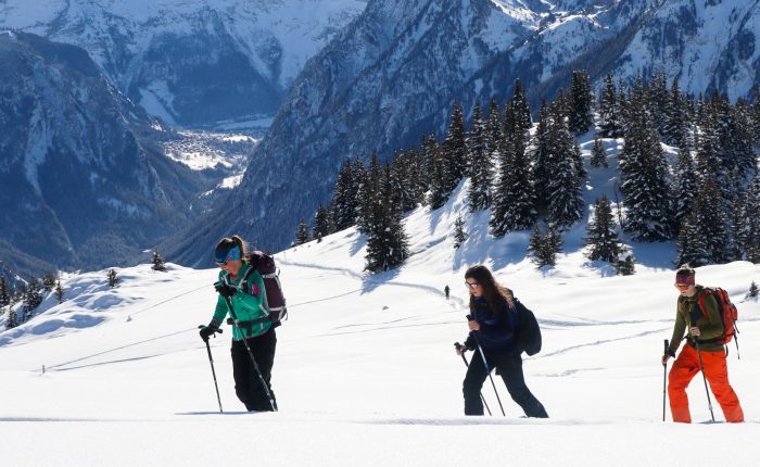group of girls ski touring