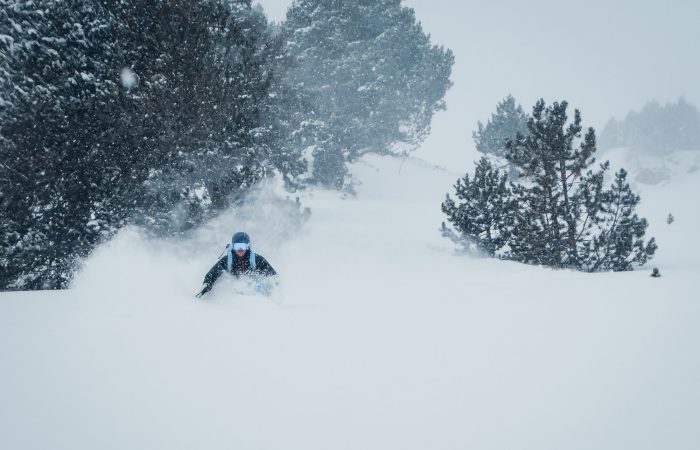 skier in deep powder