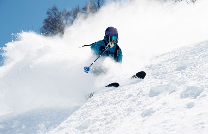 freeride skier in deep powder